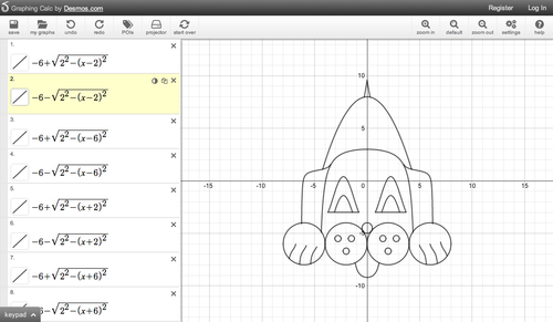 desmos graphing calculator art with equations