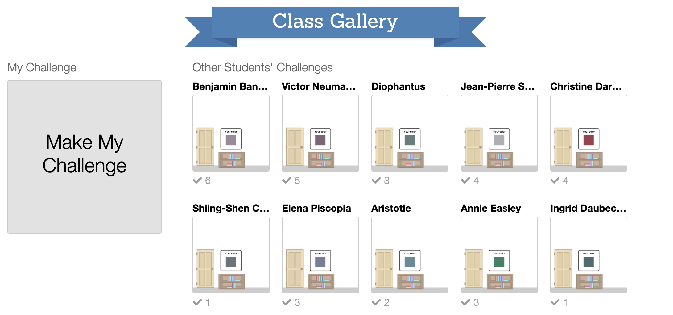 The class gallery full of paint swatches.